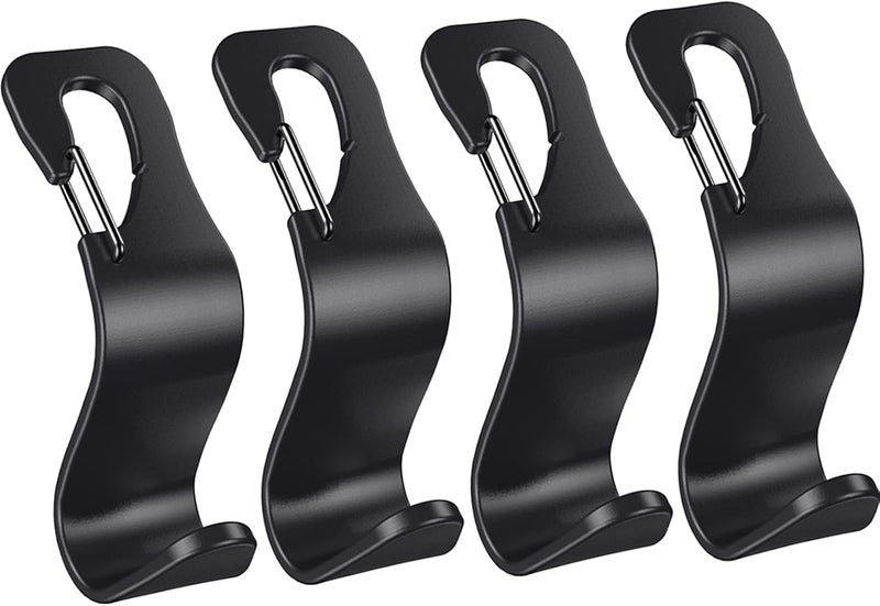 EldHus 4 Pack Car Back Seat Headrest Hook Hanger for Purse Grocery Bag Handbag Hat - Image 1